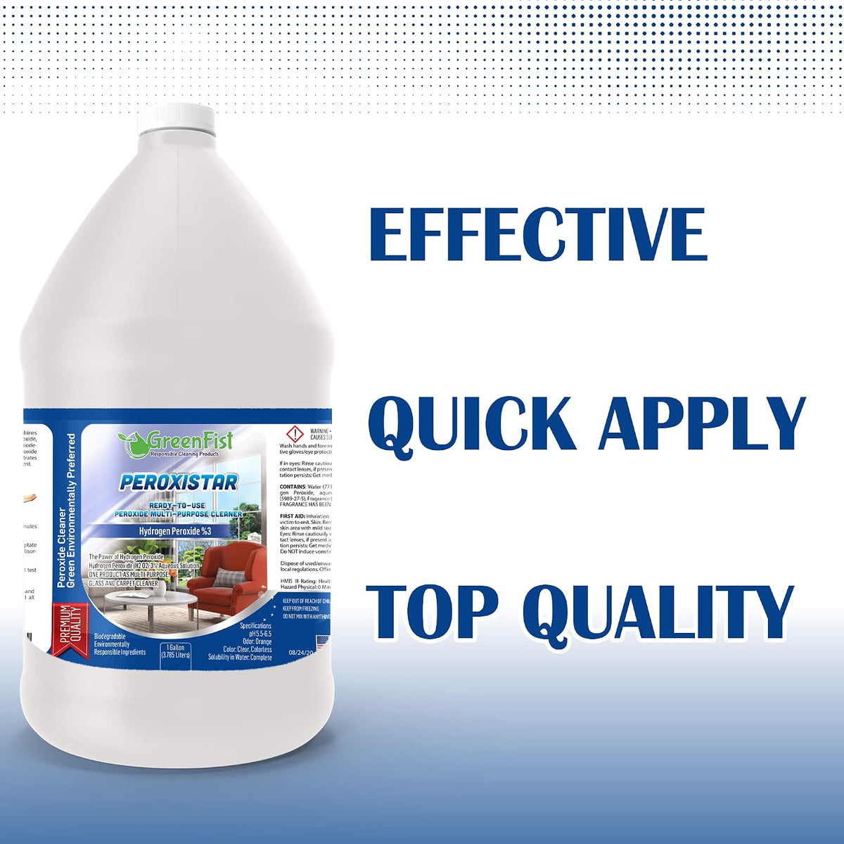 GreenFist Hydrogen Peroxide All Purpose Cleaner, Ready to Use, 1 Gallon (Glass, Carpet and Stain Remover)