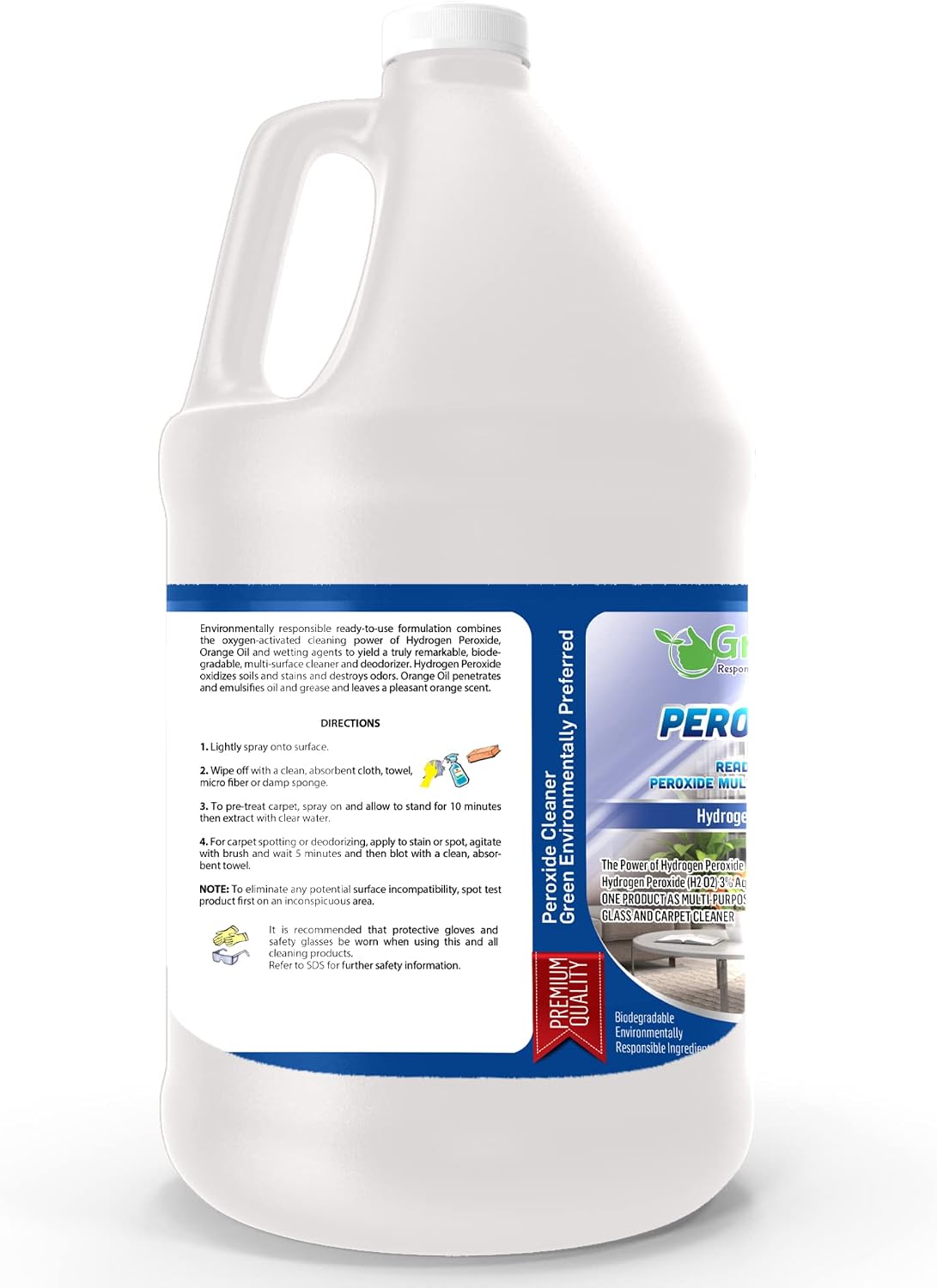 GreenFist Hydrogen Peroxide All Purpose Cleaner, Ready to Use, 1 Gallon (Glass, Carpet and Stain Remover)