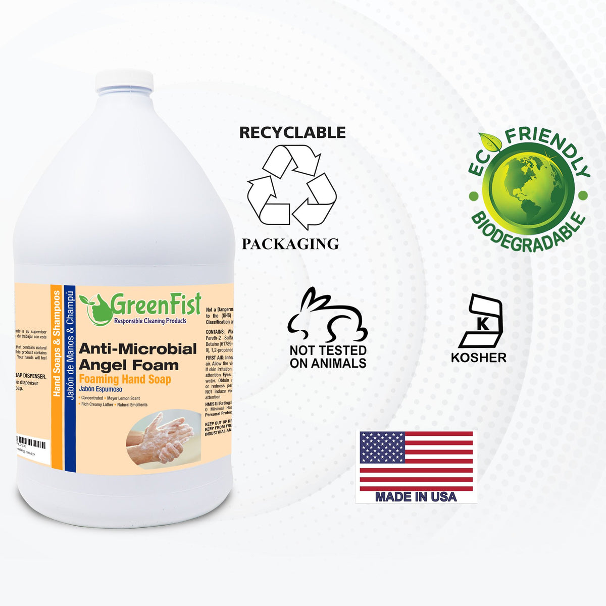 GreenFist Anti Microbial / Antibacterial Soap [ Foam Refill ] Foaming Hand Soap, 4 Gallons - GreenFist