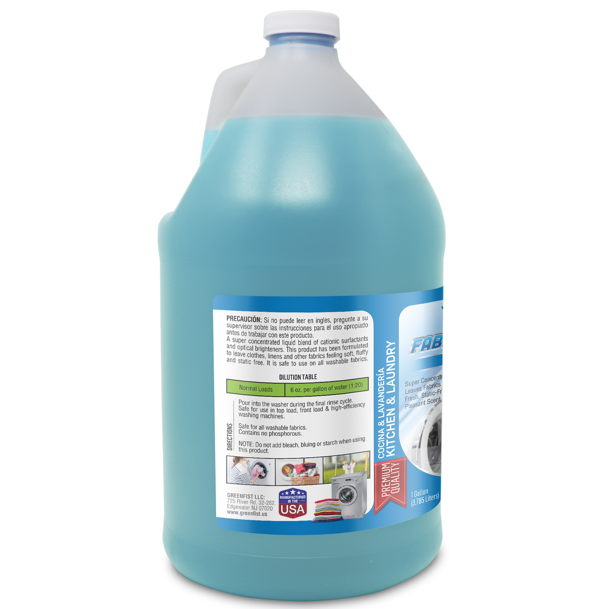 GreenFist Liquid Fabric Laundry Softener & Conditioner Fresh Smell Odor Eliminator Formula - Pleasant Scent, 1 Gallon - GreenFist