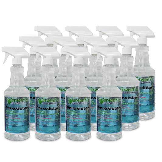 GreenFist PeroxiStar Hydrogen Peroxide Multi Surface Cleaner [Ready to Use], (Spray Bottles 12 x 32 oz) - GreenFist