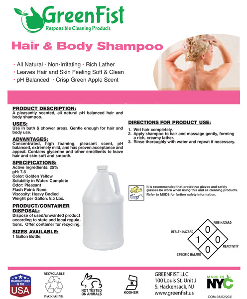 Hair and Body Shampoo 1 Gallon - GreenFist