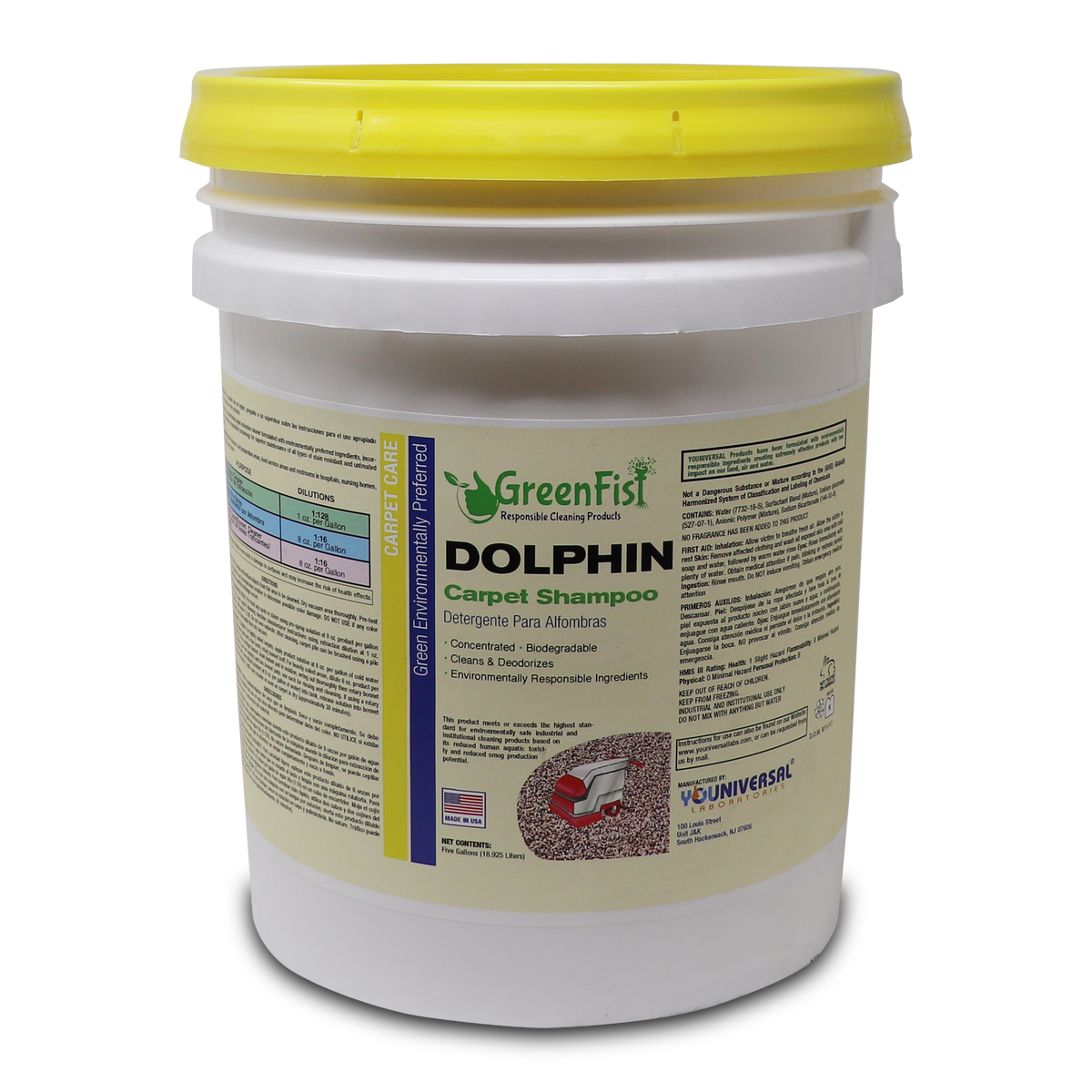 GreenFist Dolphin Carpet Shampoo 5 Gal. & 32 Oz. [ Concentrated ] Carpet Cleaner Biodegradable Makes Up to Ready To Use 640 Gallons - GreenFist