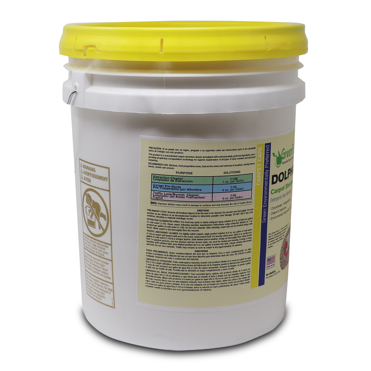 GreenFist Dolphin Carpet Shampoo 5 Gal. & 32 Oz. [ Concentrated ] Carpet Cleaner Biodegradable Makes Up to Ready To Use 640 Gallons - GreenFist