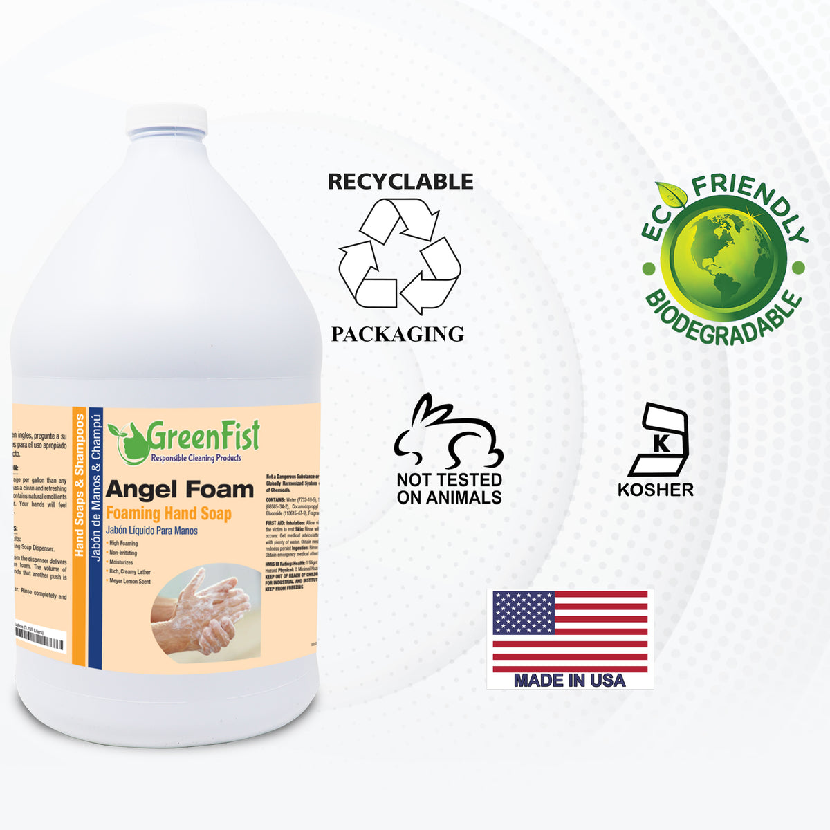 GREENFIST FOAMING SOAP ANGEL [ FOAM ] LEMON SCENT 8 GALLONS (8X1) 8 GALLONS - GreenFist