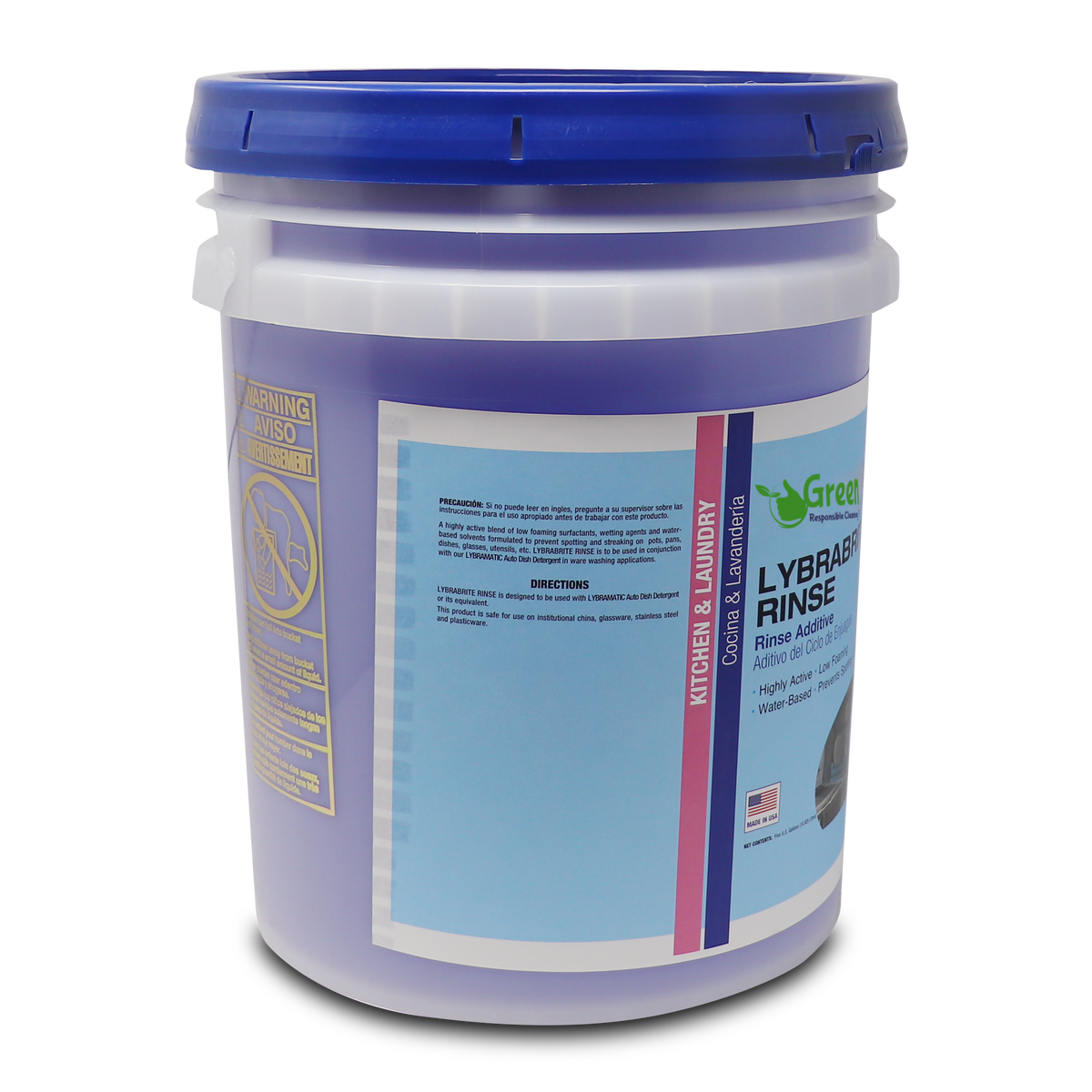 Commercial Dishwasher Rinse Aid & Agent For Industrial Dishwasher Machines 5 Gallon Pail Lybrabrite [Ready-to-Use] [32 pcs], 1 Pallet - GreenFist