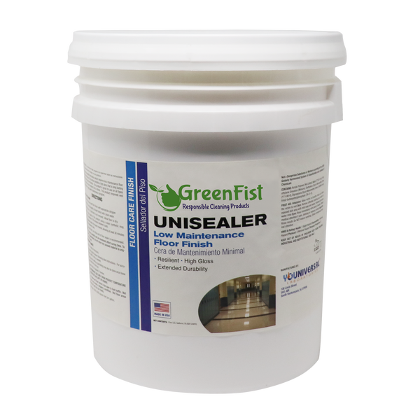 GreenFist Unisealer Low Maintenance High Gloss Floor Finish, 5 gallon Pail - GreenFist